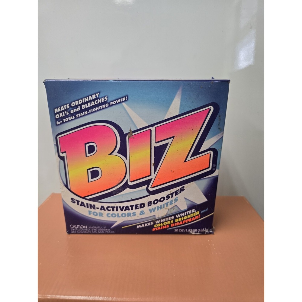 Vintage Biz Detergent Stain Activated Booster Laundry Powder Soap Made USA 30oz‎
